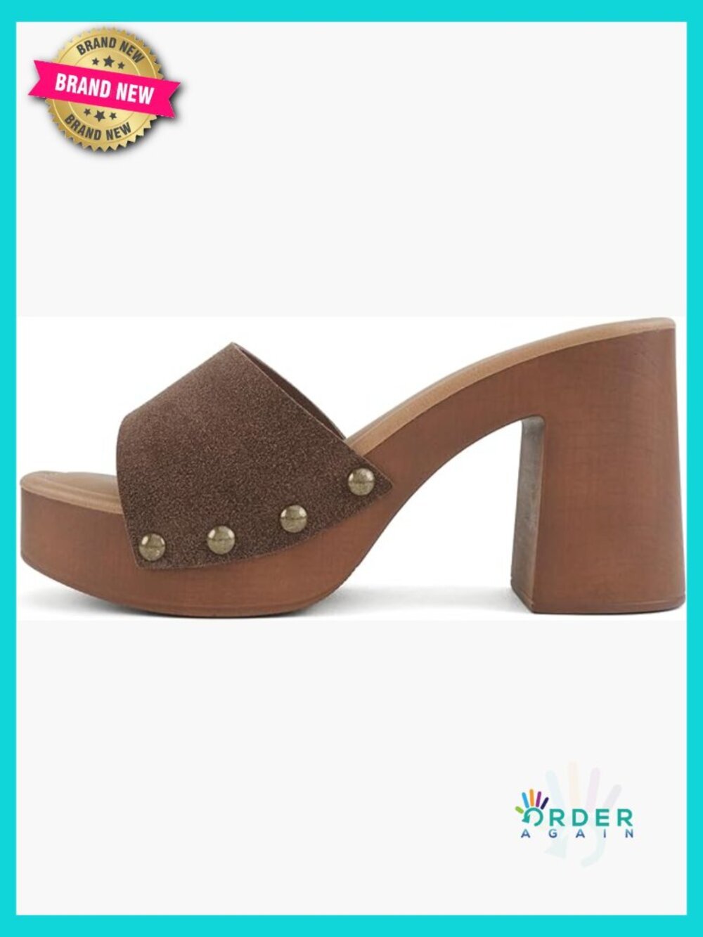 Women Square Toe Studded Platform High Heel Sandal Fashion Trendy Sexy Heels